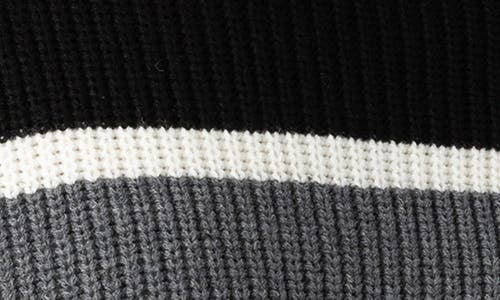 Sanctuary Mock Neck Stripe Sweater In Charcoal S