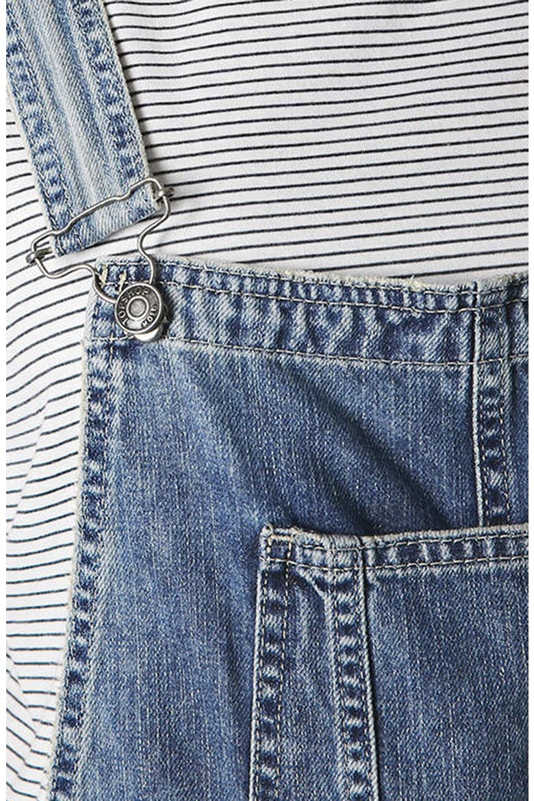 Moto Maternity Overalls, Alternate, color, MID DENIM