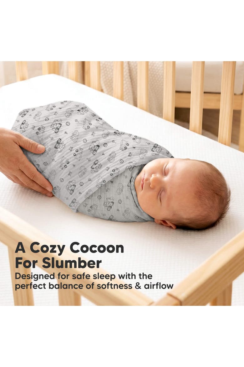 3-Pack Lyra Muslin Swaddle Blankets, Alternate, color, Diggers