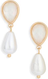 Ettika Eternal Gleam Faux Pearl Drop Earrings
