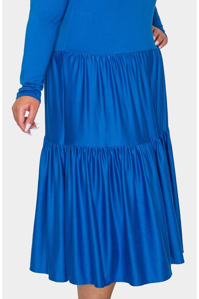 Eliana Long Sleeve Tiered Midi Dress, Alternate, color, ROYAL