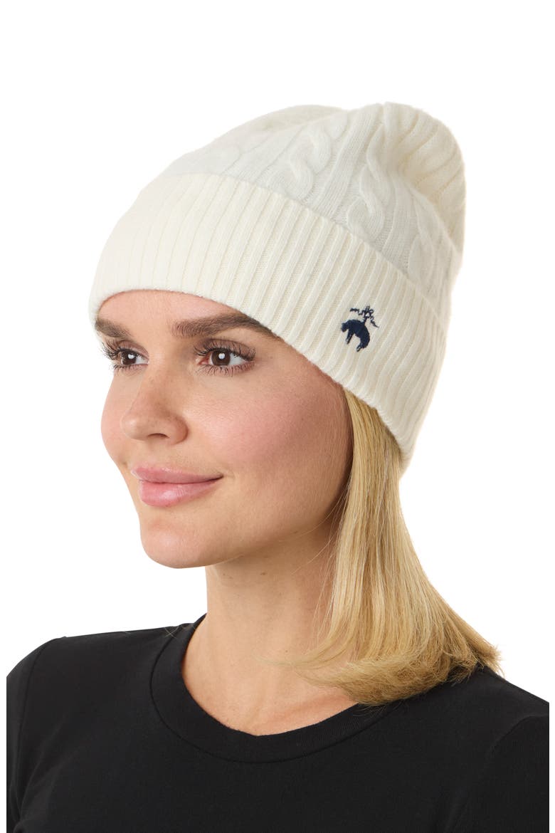 Wool & Cashmere Cable Beanie, Main, color, CREAM