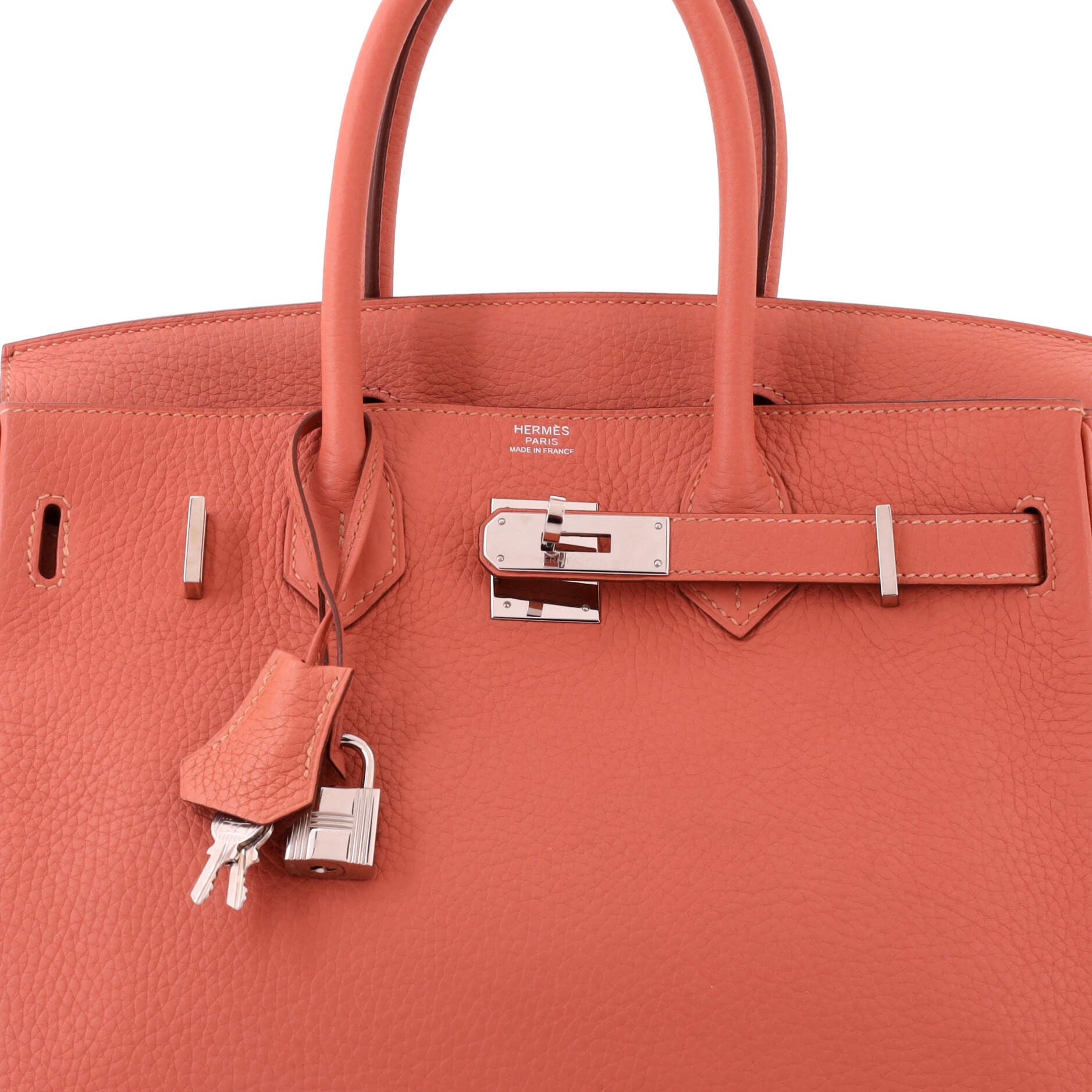 Pre-Owned Hermes Birkin Handbag Pink Clemence with Palladium Hardware 30, Alternate, color, 