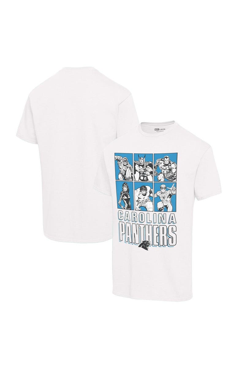 Junk Food Unisex Junk Food White Carolina Panthers Disney Marvel Avengers Line-Up T-Shirt, Main, color, 