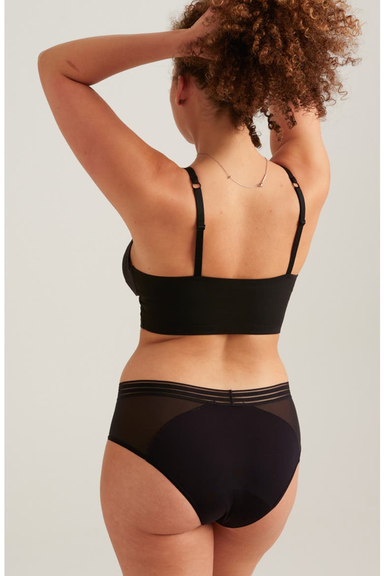 Period & Leakproof Regular Absorbency Mesh Hipster Briefs, Alternate, color, VOLCANIC BLACK