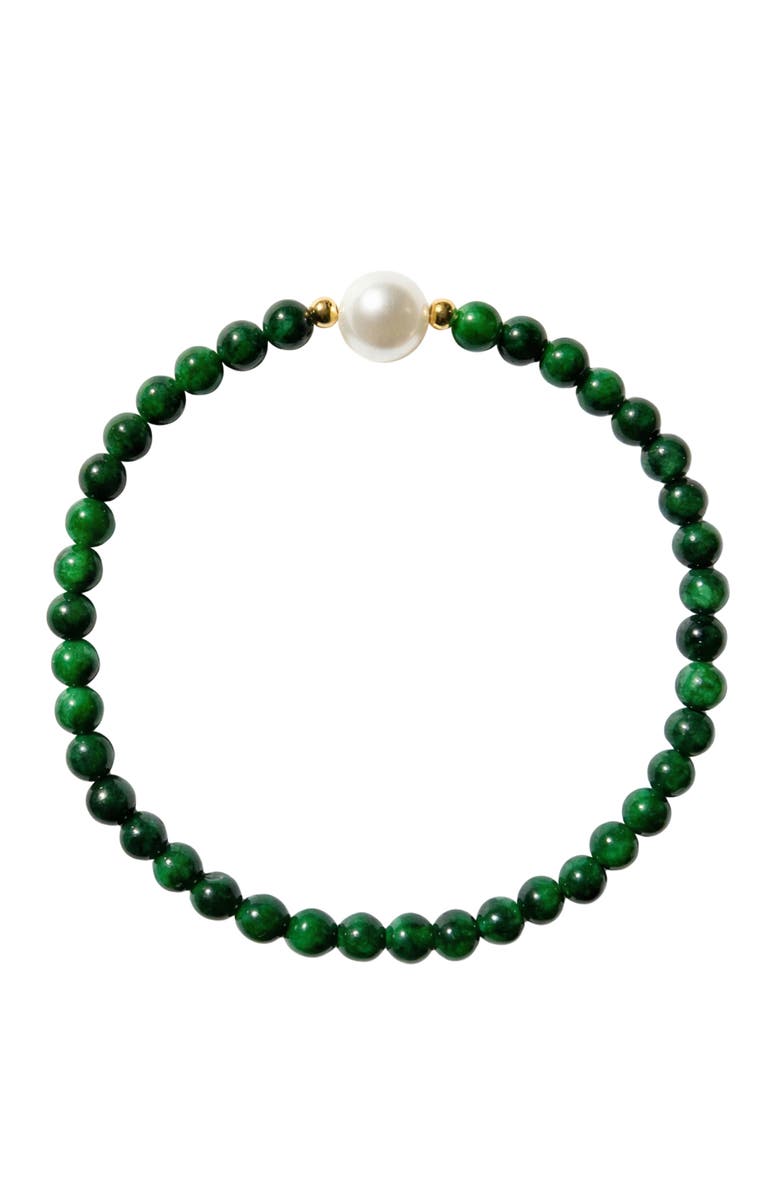 seree Clara Pearl and green chalcedony beaded bracelet, Main, color, Green
