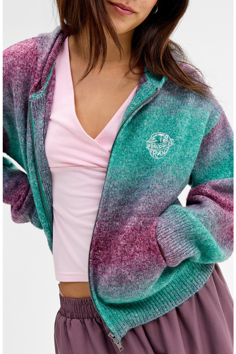 Spacedye Stripe Zip Cardigan, Alternate, color, MULTI