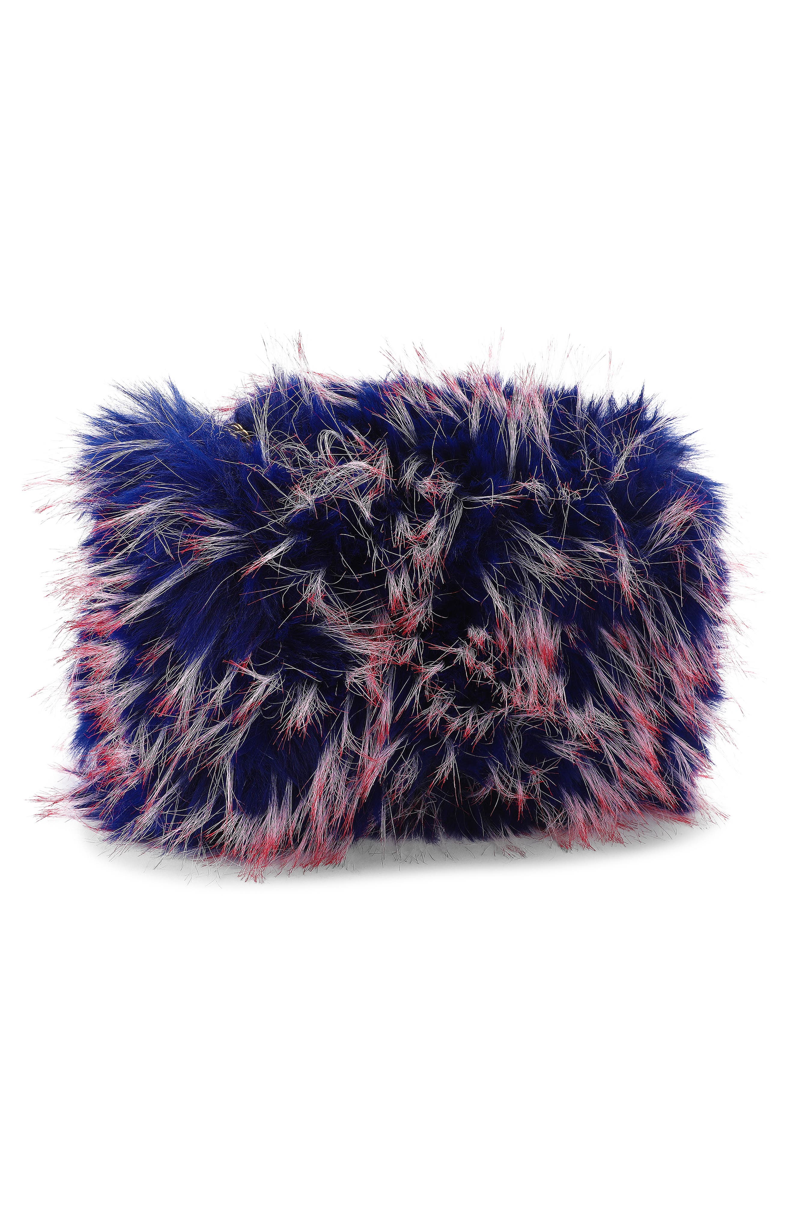 Mini Kensington Faux Fur Crossbody Bag, Alternate, color, BLUE OTHER