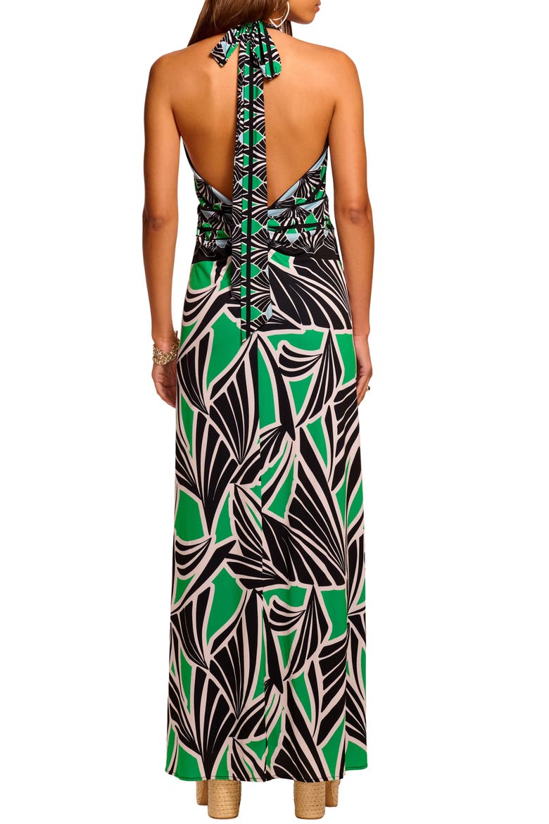 Rayna Geo Print Halter Dress, Alternate, color, BRIGHT PALM COMBO