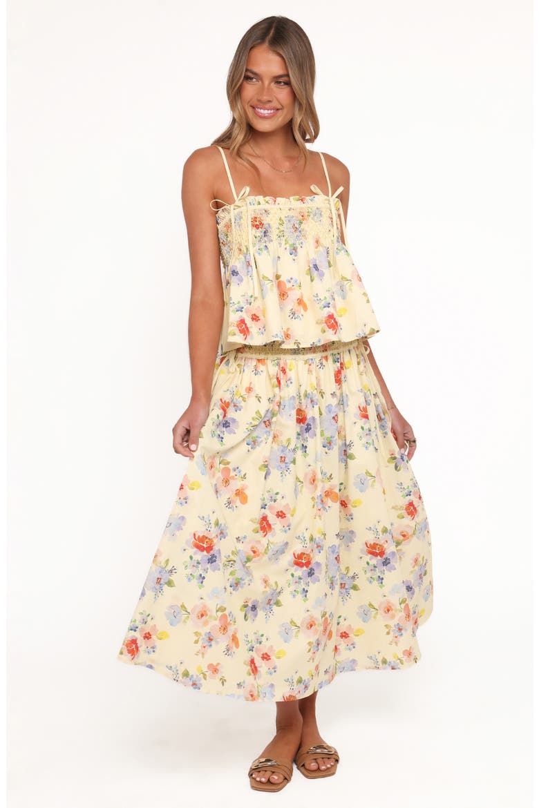Saskia Floral Print Maxi Skirt, Alternate, color, LEMON FLORAL