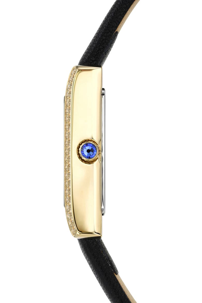 Karolina Diamond & Topaz Leather Strap Watch, 30mm, Alternate, color, BLACK