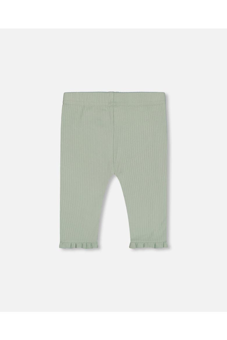 Little Girl's Rib Capri Legging With Frill Frosty Green, Alternate, color, Frosty Green