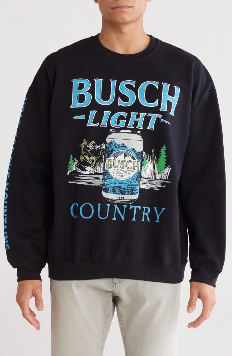Junk Food Busch Light Country Graphic Sweatshirt, Main, color, Black