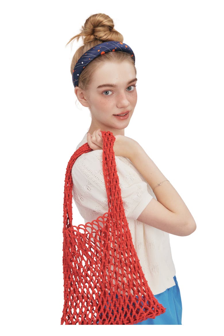 Celestia Dots Silk Headband, Alternate, color, Blue