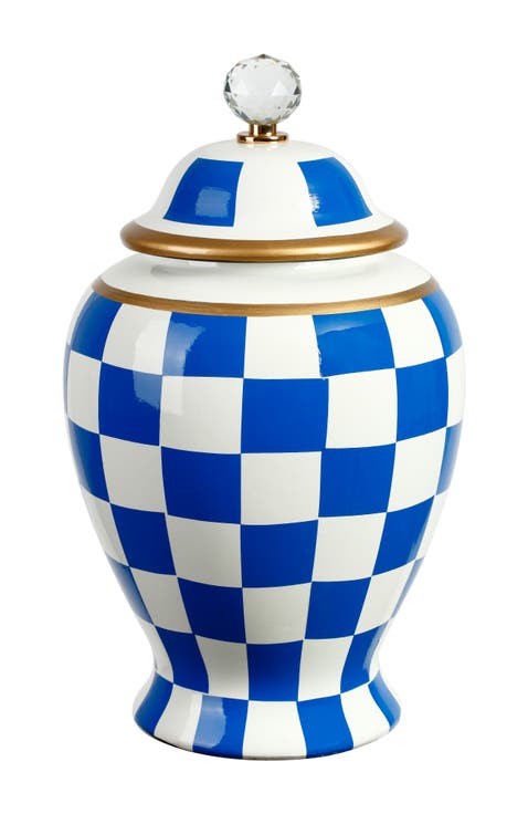 Checkered Urn with Lid, Large