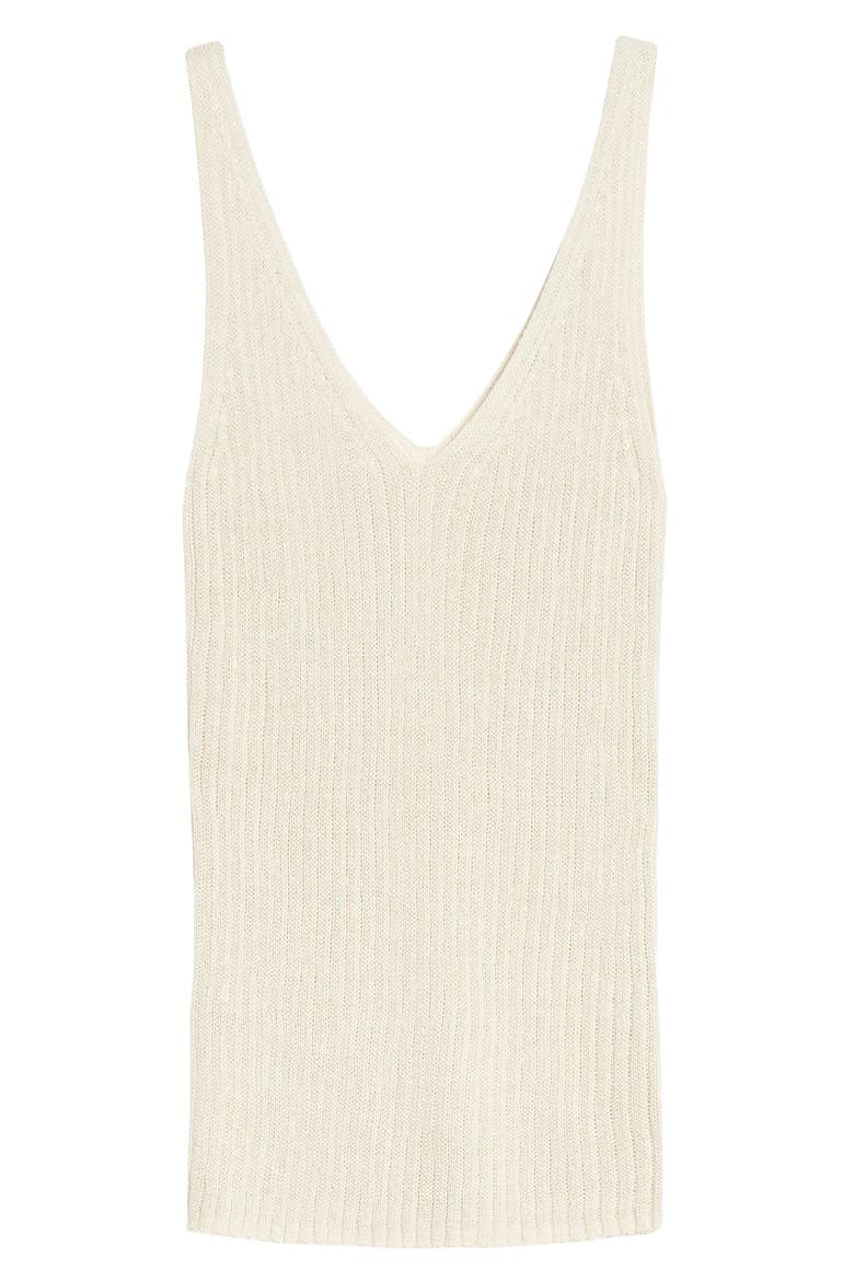 V-Neck Ribbed Sweater Tank, Main, color, BEIGE RAINY DAY
