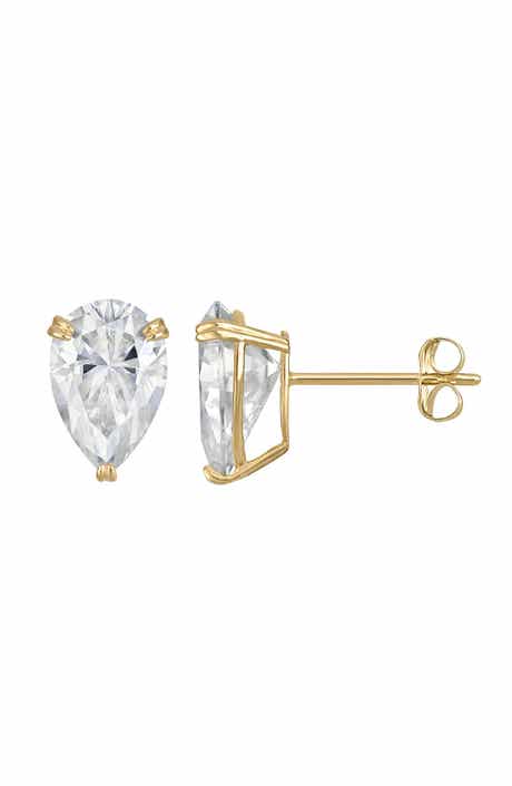 FZN <p>14K Gold Pear Moissanite Stud Earrings</p>