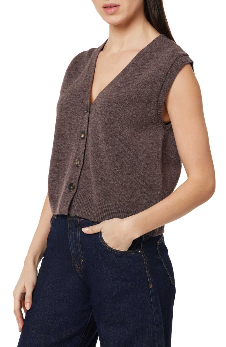 Habitual Button-Up Sweater Vest, Alternate, color, Chocolate Heather