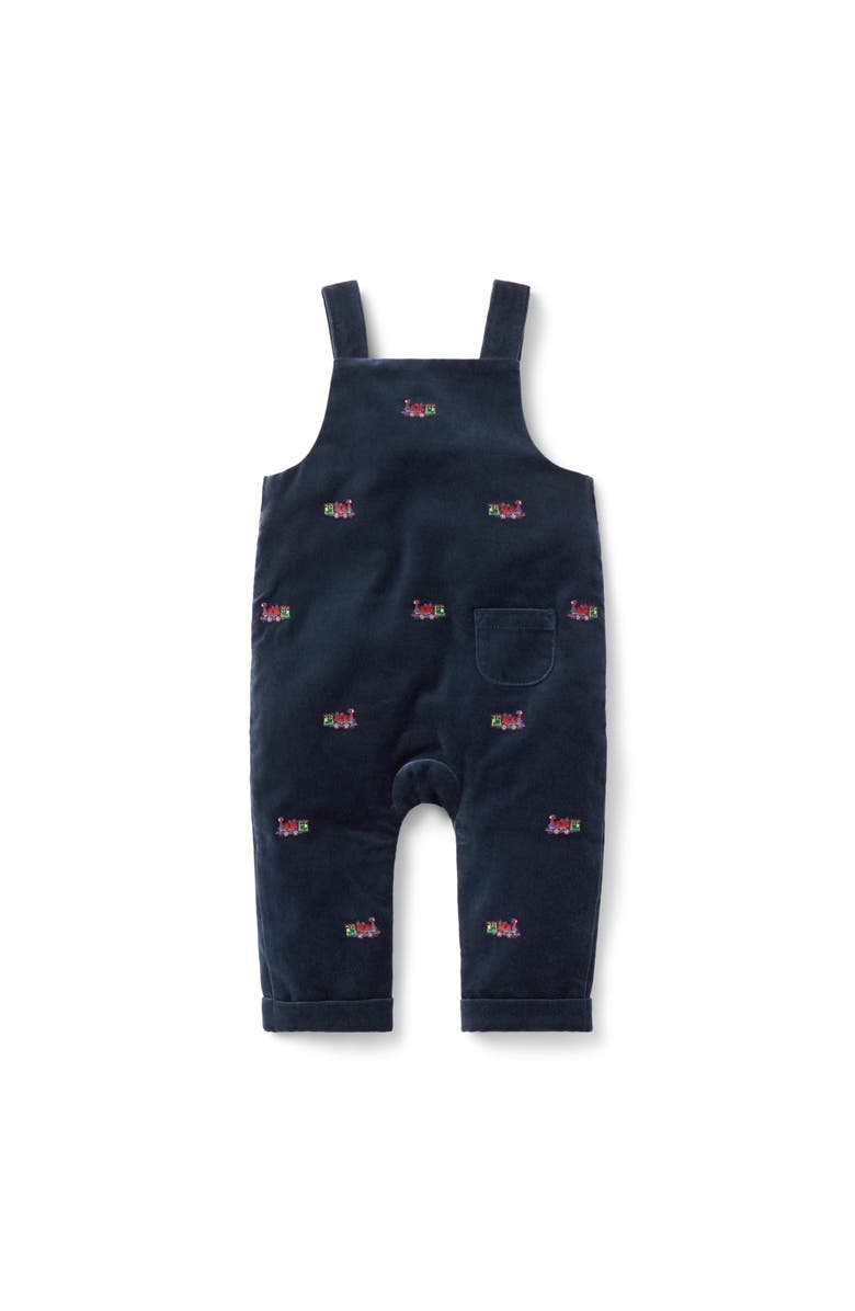 Janie and Jack The Holiday Train Baby Overall, Alternate, color, Blue