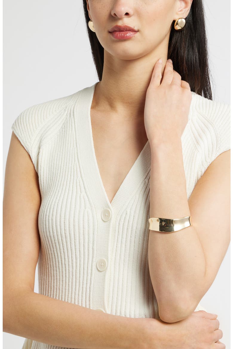 Organic Metal Cuff Bracelet, Alternate, color, GOLD