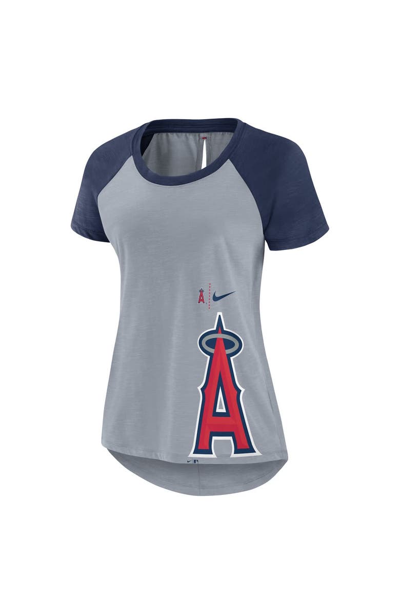 Nike Women's Nike Heather Gray Los Angeles Angels Summer Breeze Raglan Fashion T-Shirt, Alternate, color, Heather Gray