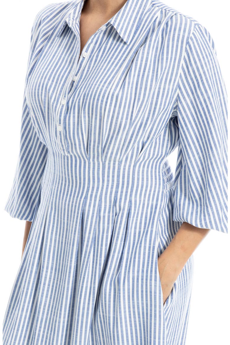 Stripe Balloon Sleeve Shirtdress, Alternate, color, DENIM/ BLACK FRAMED STRIPE