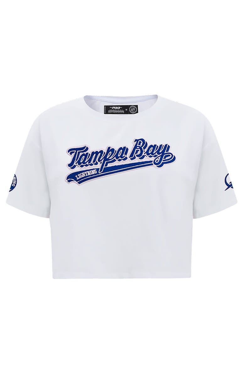 PRO STANDARD Women's Pro Standard White Tampa Bay Lightning Boxy Script Tail Cropped T-Shirt, Alternate, color, White