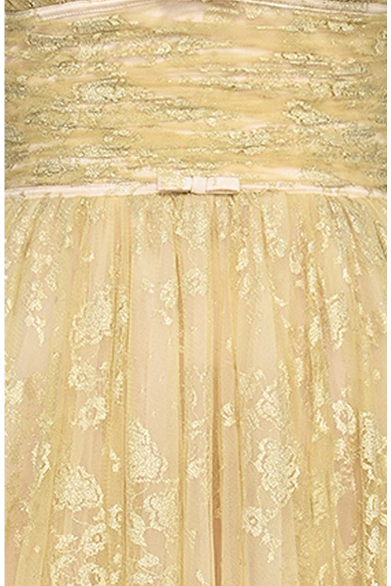 Madame Metallic Gathered Strapless Midi Dress, Alternate, color, PEACH DUST