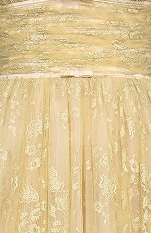 House Of Cb Madame Metallic Gathered Strapless Midi Dress In Peach Dust