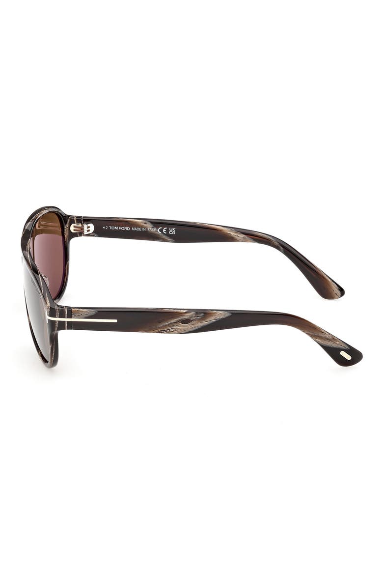 61mm Pilot Sunglasses, Alternate, color, BROWN HORN EFFECT / ROVIEX