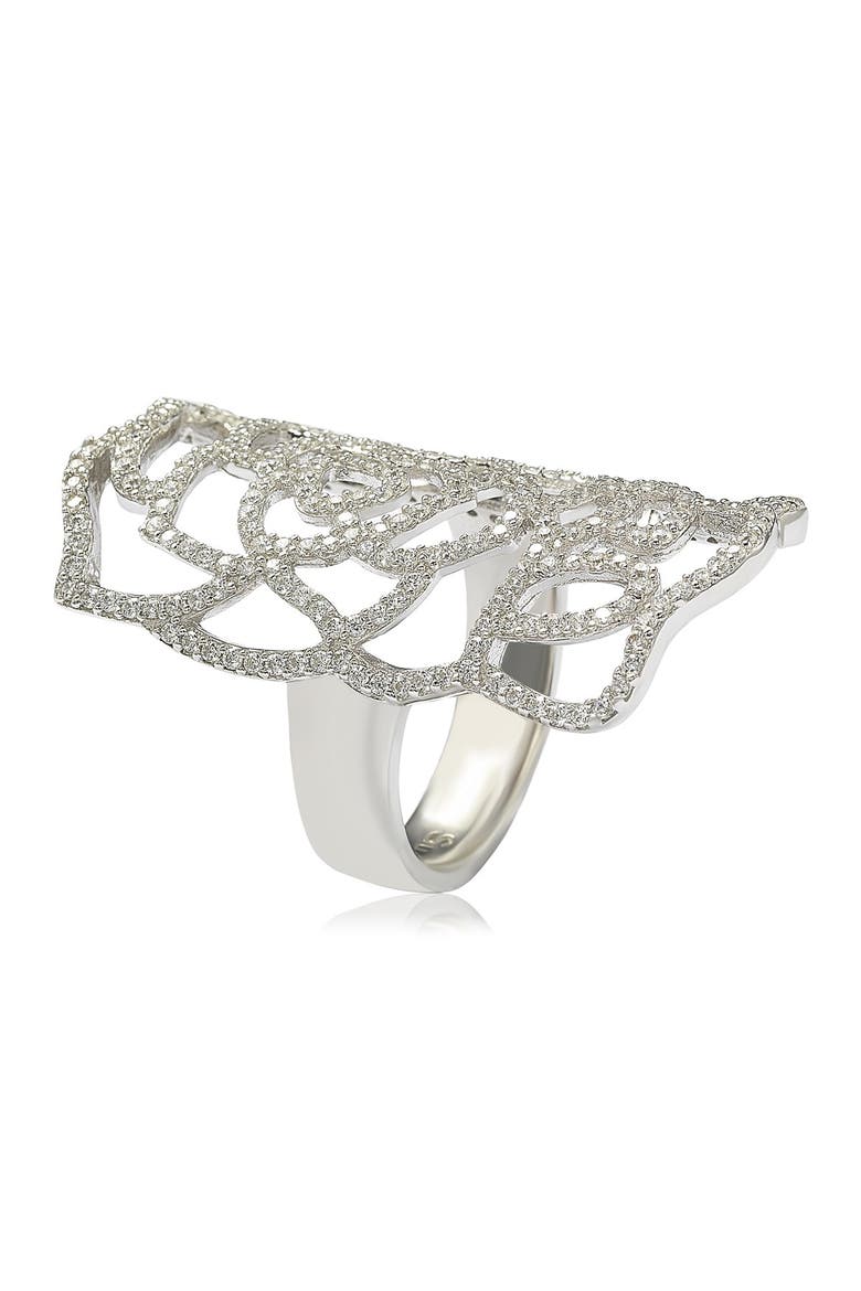 Sterling Silver CZ Armor Ring, Alternate, color, WHITE