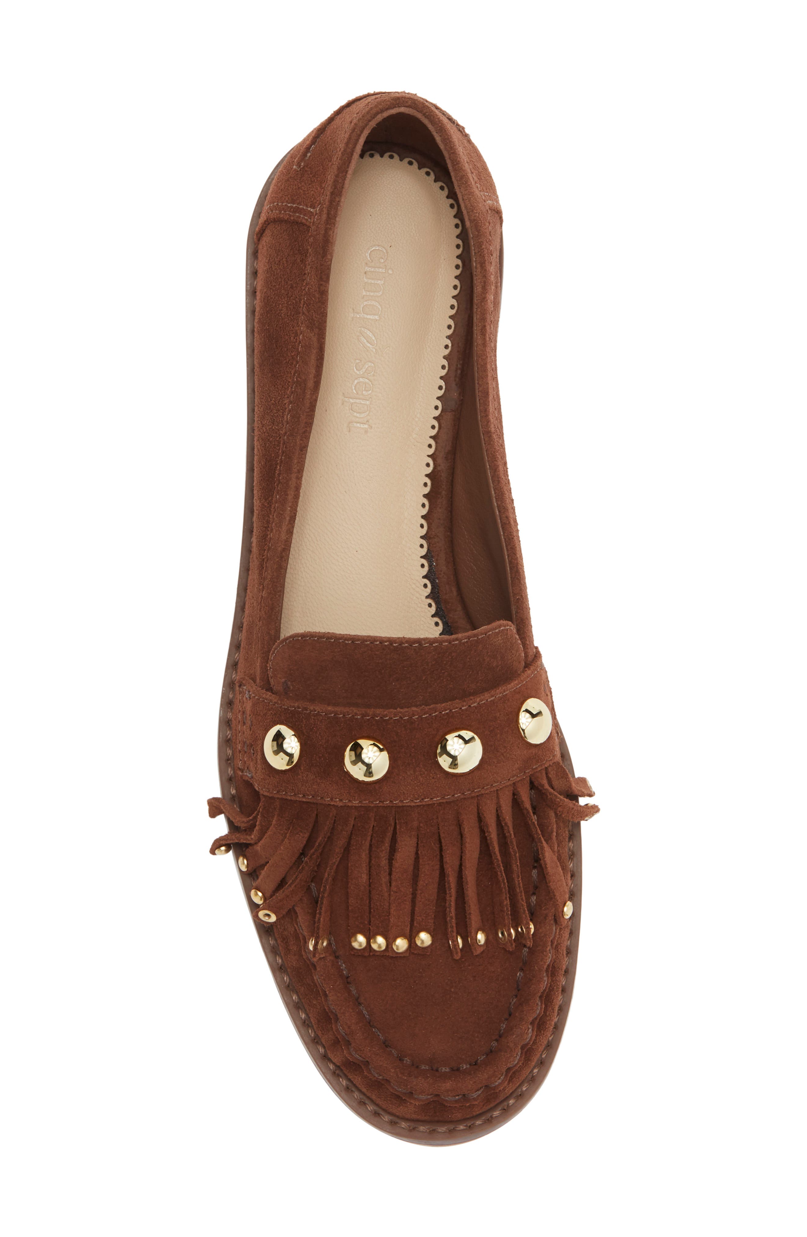 Cinq à Sept Gina Studded Loafer, Alternate, color, Dark Sepia