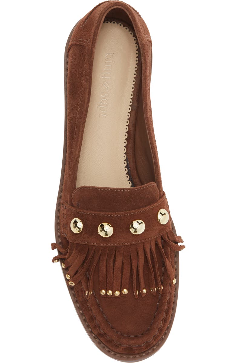 Cinq à Sept Gina Studded Loafer, Alternate, color, Dark Sepia