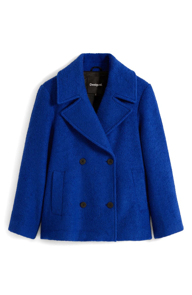 Desigual Double Breasted Coat, Alternate, color, Klein Blue