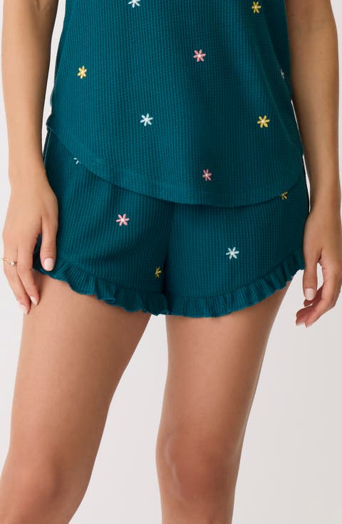 Take it Easy Ruffle Waffle Knit Pajama Shorts