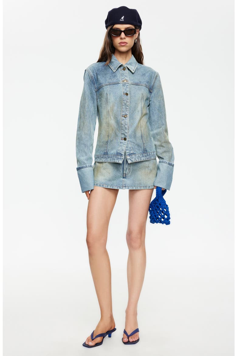 Rhode Denim Miniskirt, Alternate, color, STONE BLUE