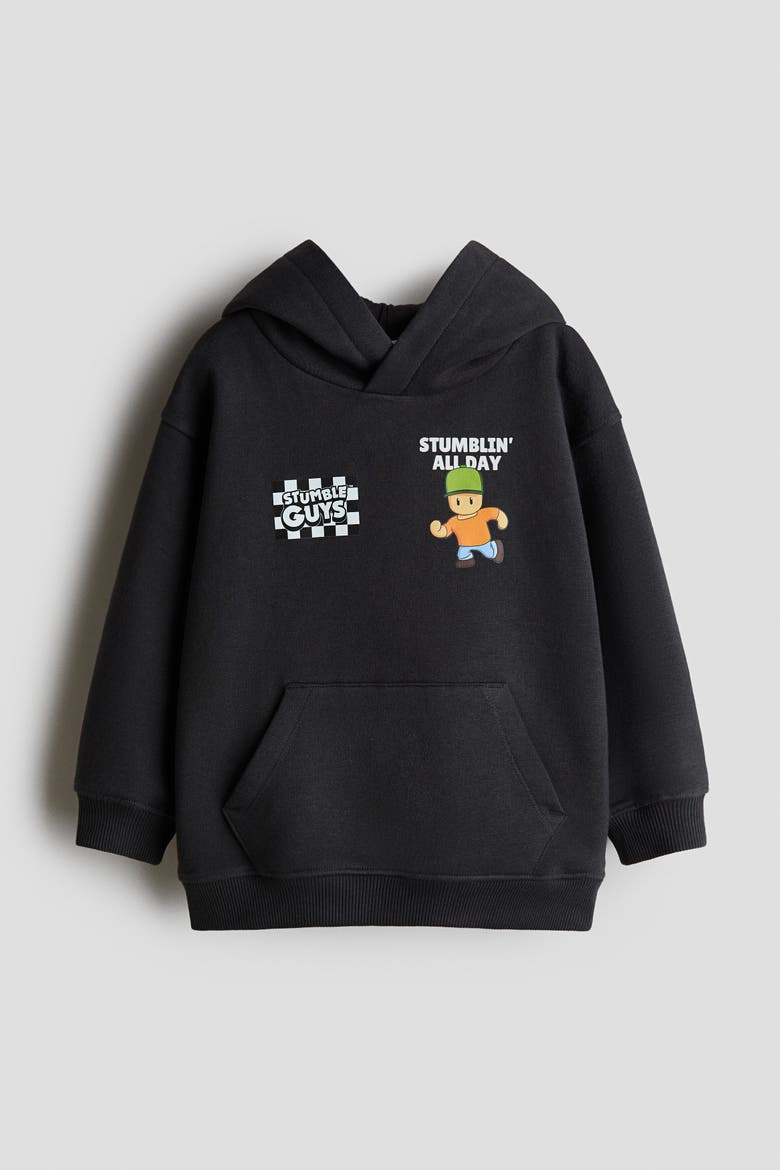 Printed Hoodie, Main, color, Black/Stumble Guys