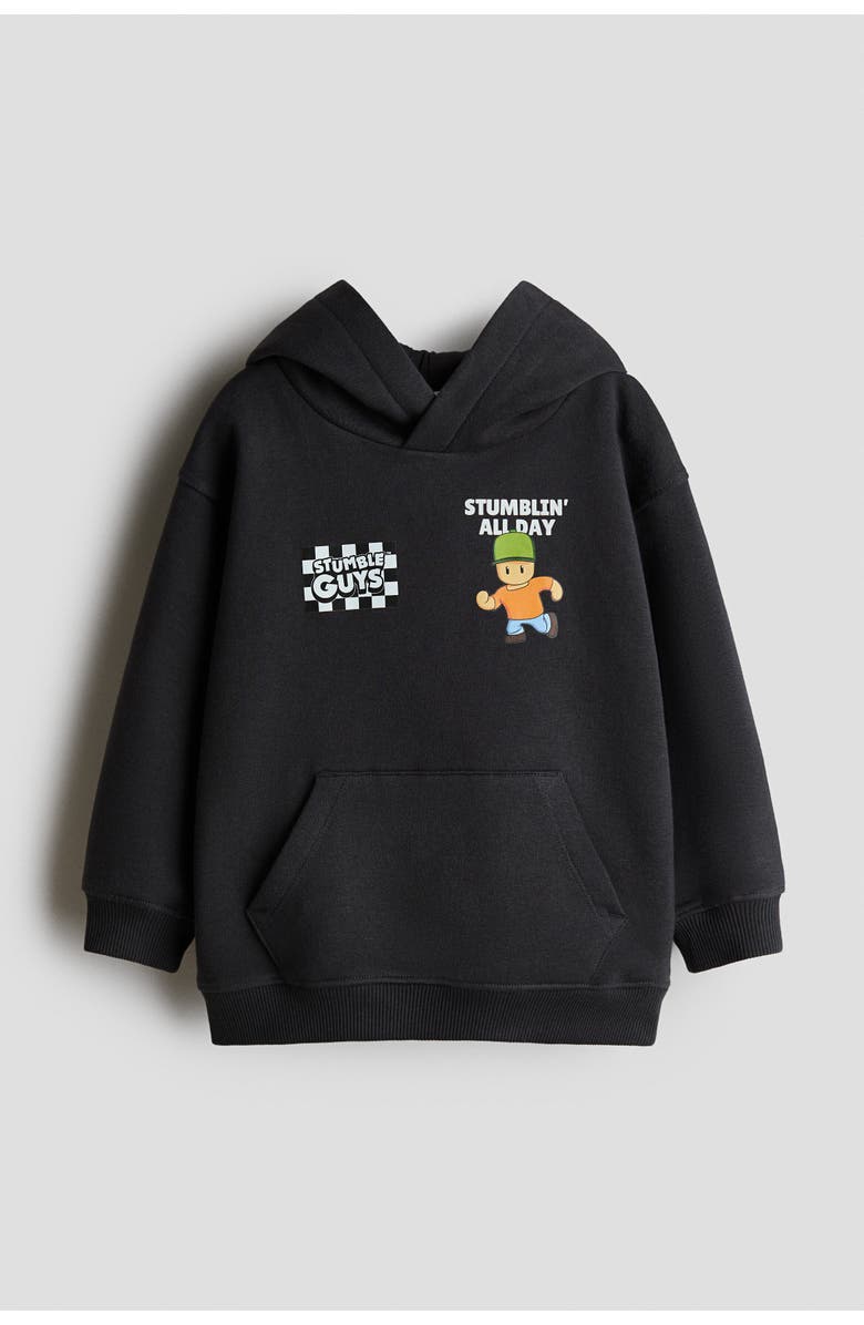 H&M Printed Hoodie, Main, color, Black/Stumble Guys