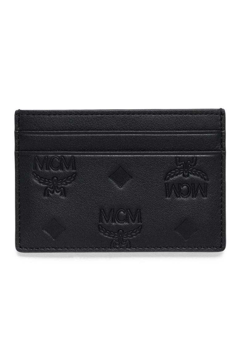 Aren Card Case in Embossed Monogram Leather, Main, color, Black