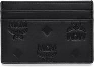 MCM Aren Card Case in Embossed Monogram Leather