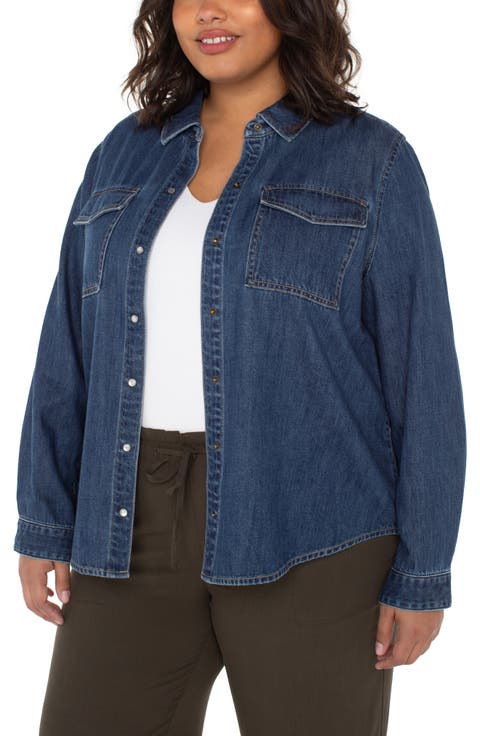 Denim Snap-Up Shirt (Plus)