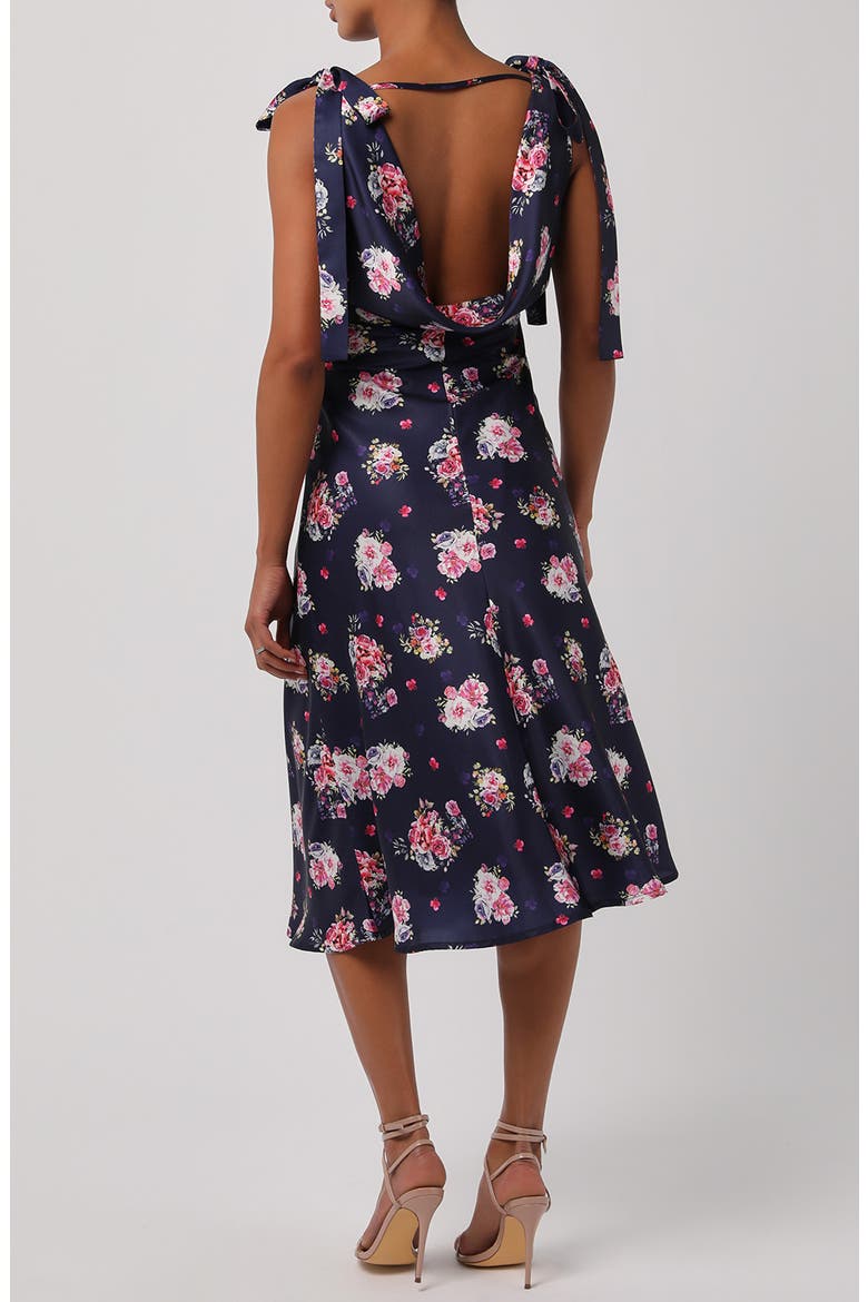 Henrieta Tie Strap Midi Dress, Alternate, color, NAVY MULTI