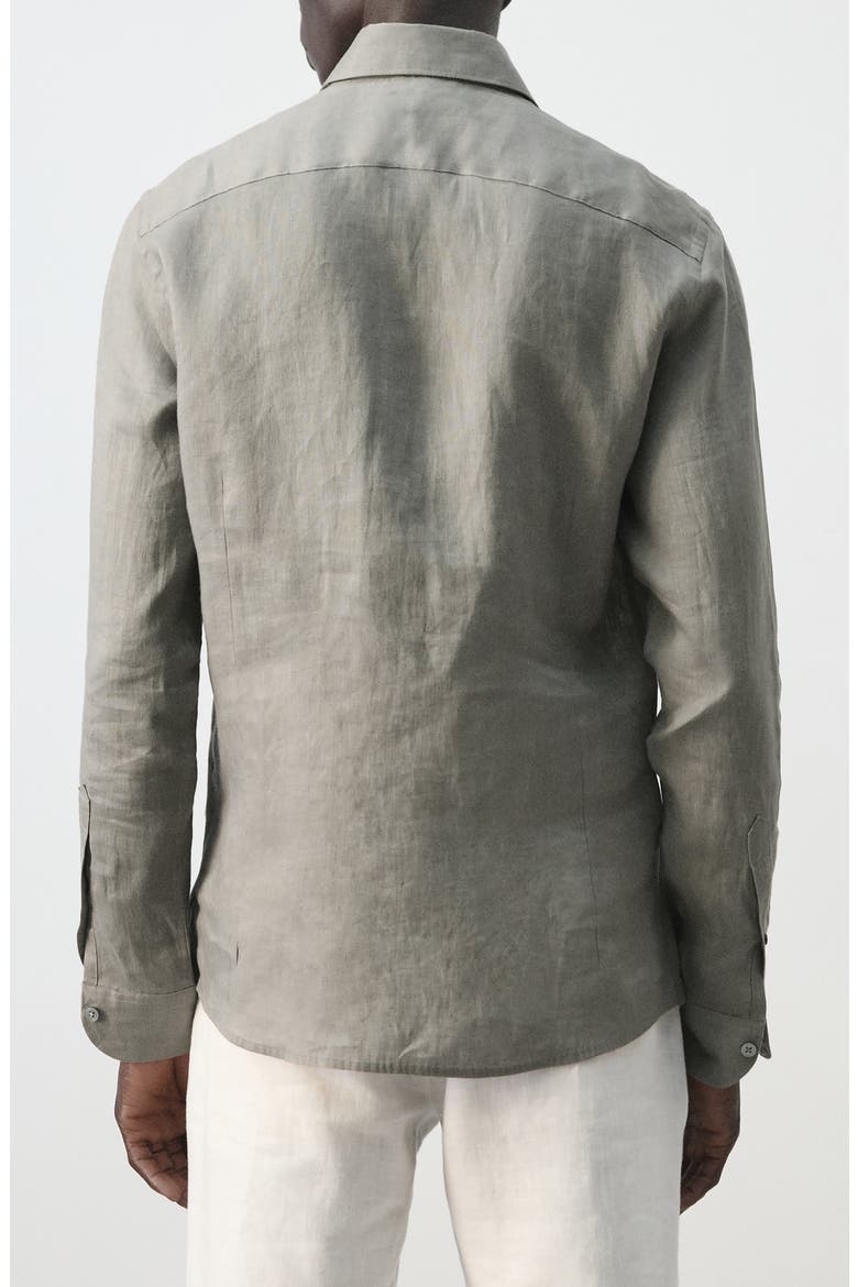 Slim Fit Linen Button-Up Shirt, Alternate, color, MEDIUM BROWN