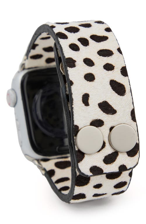 Saachi Spotted Genuine Calf Hair Apple Watch® Watchband In Black