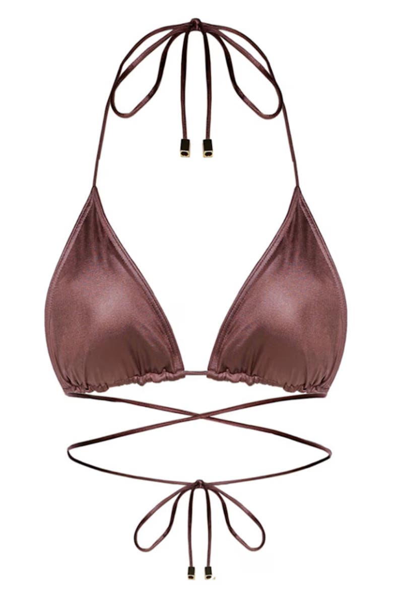 Oceana Triangle Criss-Cross Bikini Top, Alternate, color, Beige