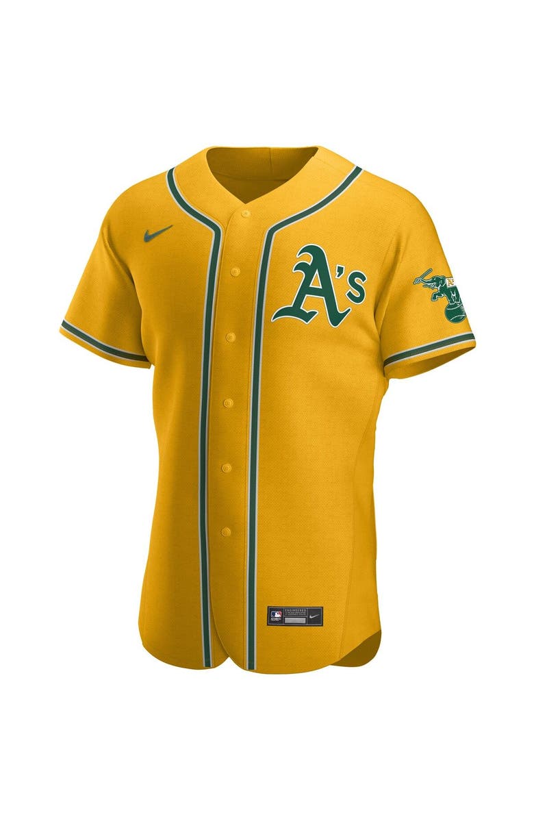 Nike Men's Nike Gold Oakland Athletics Authentic Official Team Jersey, Alternate, color, 