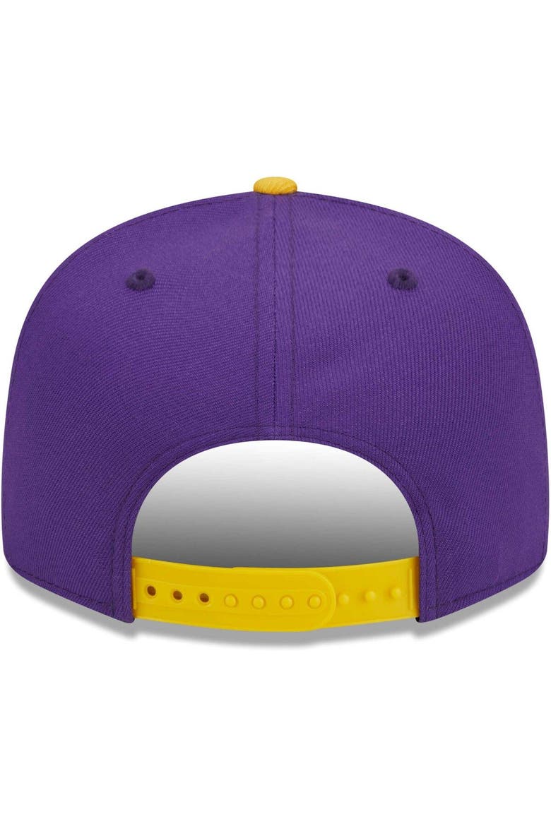 Men's New Era Purple Los Angeles Lakers Banded Stars 9FIFTY Snapback Hat, Alternate, color, Purple