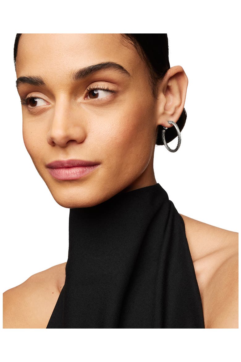 Cable Loop Hoop Earrings, Alternate, color, SILVER
