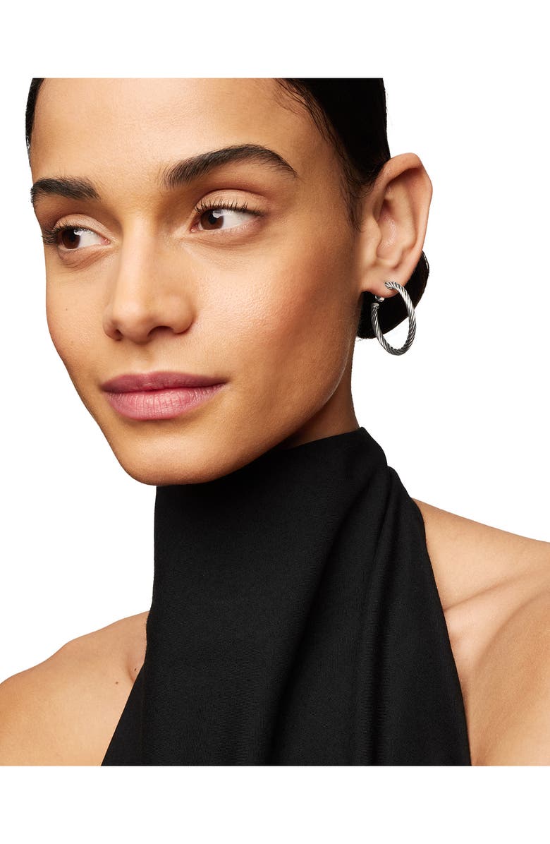 David Yurman Cable Loop Hoop Earrings, Alternate, color, Silver