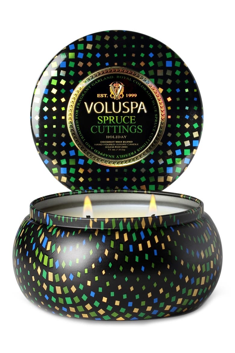 'Maison Holiday - Spruce Cuttings' Two-Wick Candle, Main, color, NO COLOR